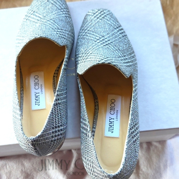 Jimmy Choo Glittering Silver Flats - Picture 9 of 9
